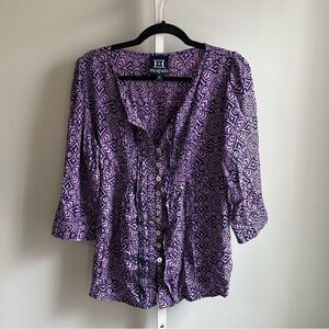 Escapada Lavender and Navy Pattern Button Down Shirt